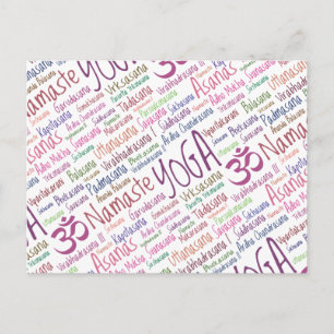 Carte Postale Modèle de nuage de mots des positions de yoga viol