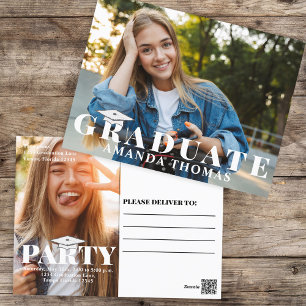 Carte Postale Modèle de photo moderne pour diplômé avec typograp