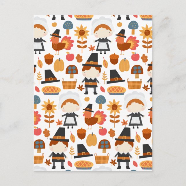 Carte Postale Modèle de récolte des pèlerins de Thanksgiving (Devant)