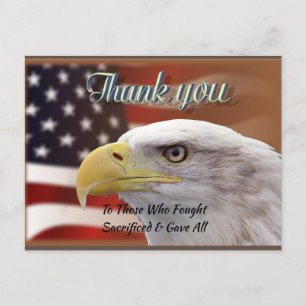 Carte Postale Modèle de remerciement patriotique avec texte pers
