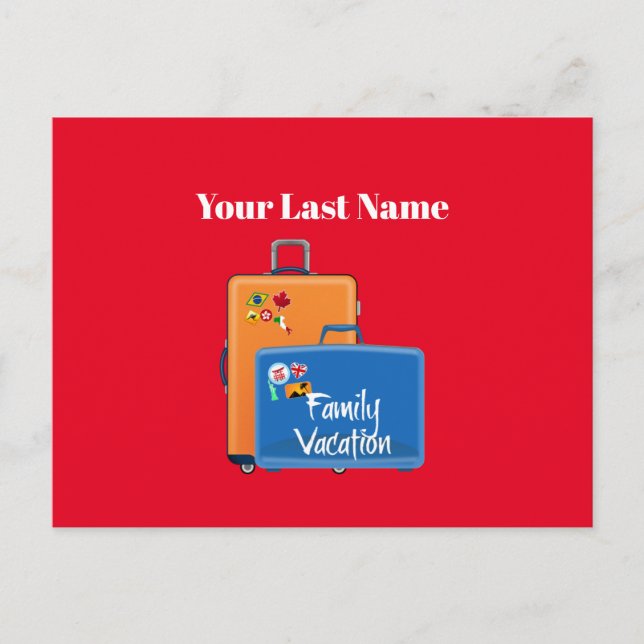 Carte Postale Modèle de vacances en famille, personnalisable, (Devant)