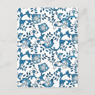 Carte Postale Modèle d'illustration des fleurs bleues vintages