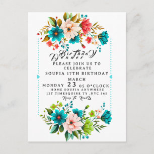 Carte Postale Modèle d'invitation pour dîner floral, modifiable