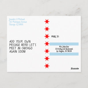 Carte Postale Modèle étoilé à 6 points du drapeau de Chicago