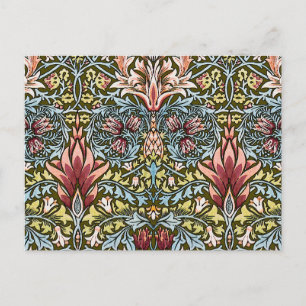 Carte Postale Modèle floral de tête de serpent de William Morris