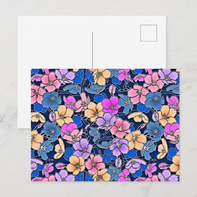 Carte Postale Modèle floral stylistique 46 (Devant / Derrière)