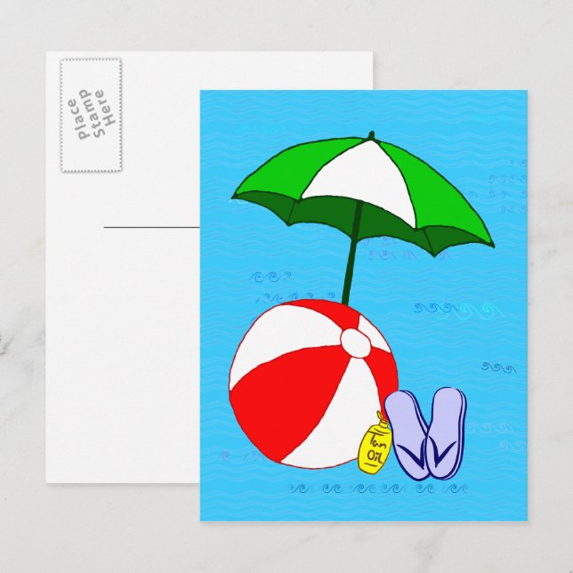 Carte Postale Modèle parasol de la piscine de Beach Ball (Devant / Derrière)