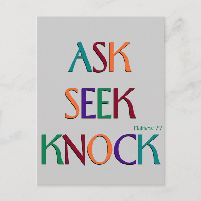 Carte postale modèle personnalisable Matt 7:7 (Devant)