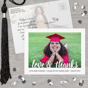 Carte Postale Modern 2 Photo Graduation Love & Thanks Script