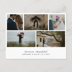 Carte Postale Modern Forever Thankful Simple Cinq photos Mariage