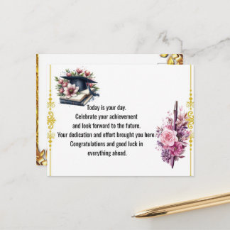 Carte Postale Modern Graduation Thank You Card Elegant Class of 