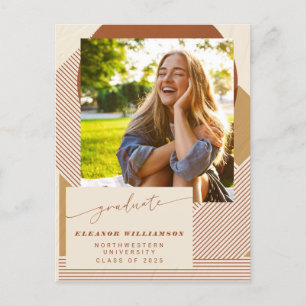 Carte Postale Modern Lines Terracotta Grad Photo Graduation
