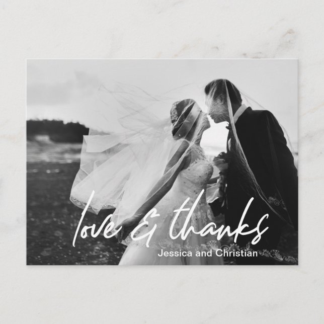 Carte Postale Modern Love & Merci Mariage Photo Merci (Devant)
