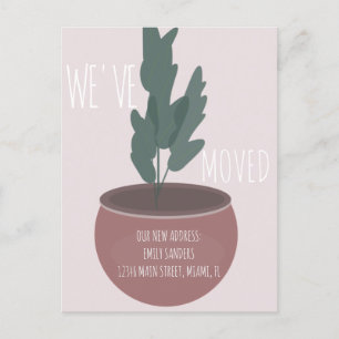 Carte Postale Modern Moved NEW HOME Adresse Plante Postal