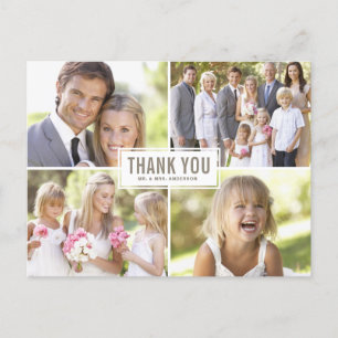 Carte Postale Modern Photo Collage Wedding Thank You Postcard