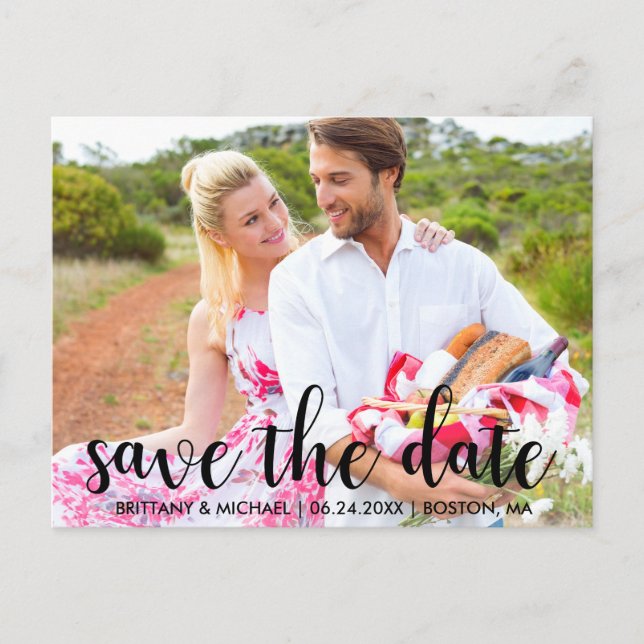 Carte Postale Modern Save the Date Fiançailles Couple Photo (Devant)