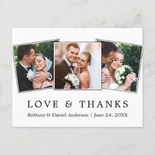 Carte Postale Modern Simple Love Thanks Mariage 3 Photo