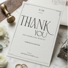 Carte Postale Modern Typography Minimalistic Wedding Thank You 