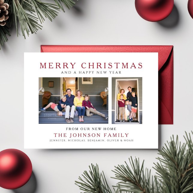 Carte Postale Moderne 2 Photos Vacances Faire-part de déménageme (Modern 2 Photos Holiday Moving Announcement Postcard)