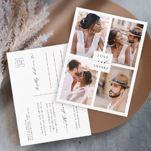 Carte Postale Moderne 4 Photo Collage Mariage Merci