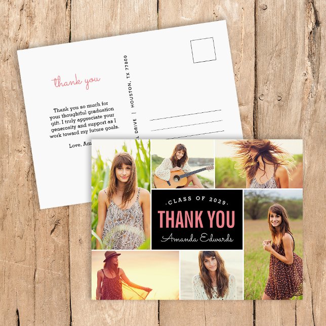 Carte Postale Moderne 6 photo Collage Merci de graduation (Créateur téléchargé)
