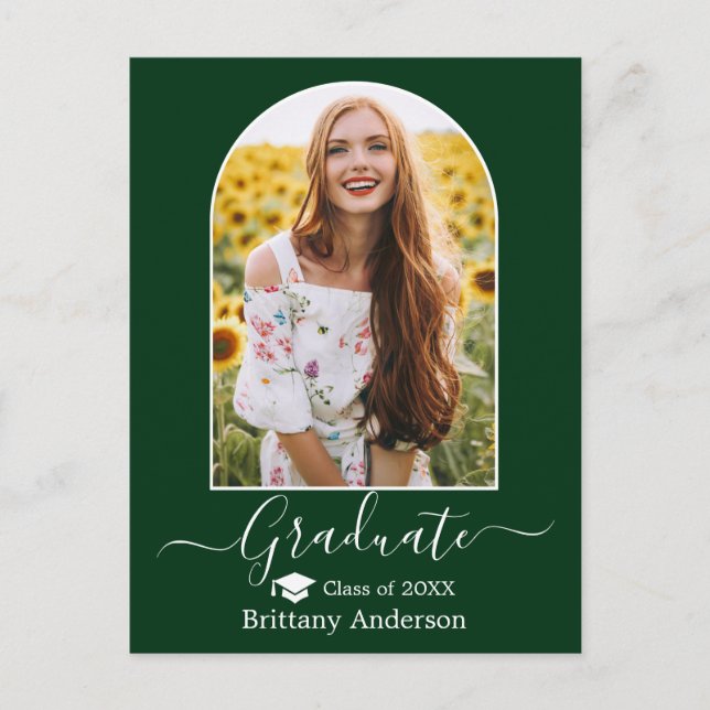 Carte Postale Moderne Arc Casquette Calligraphie Green Graduatio (Devant)
