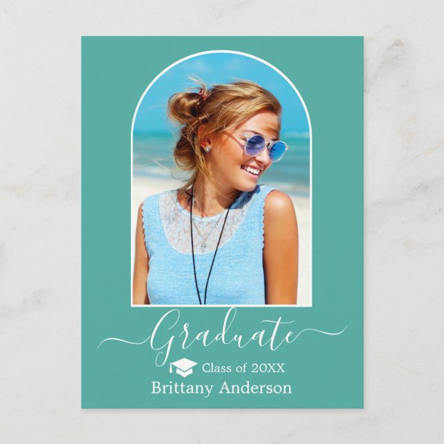 Carte Postale Moderne Arch Casquette Calligraphie Turquoise Grad (Devant)