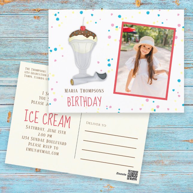 Carte postale moderne Birthday Photo Ice Cream Spr (Créateur téléchargé)