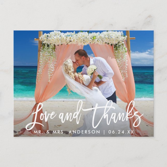 Carte Postale Moderne Brush Script Amour et Merci Mariage What (Devant)