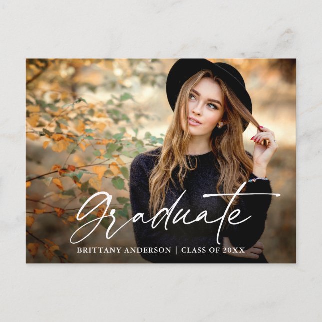 Carte Postale Moderne Calligraphie Encre Script Photo Graduation (Devant)