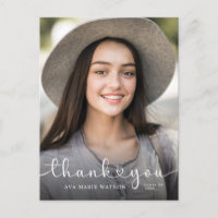 Moderne Coeurs Script Graduation Photo Merci