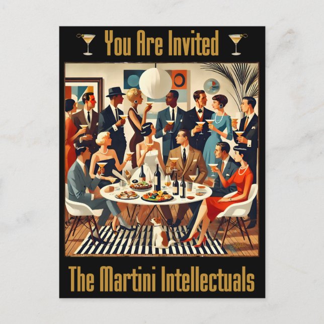Carte Postale Moderne Du Milieu Du Siècle Le Martini Intellectue (Devant)