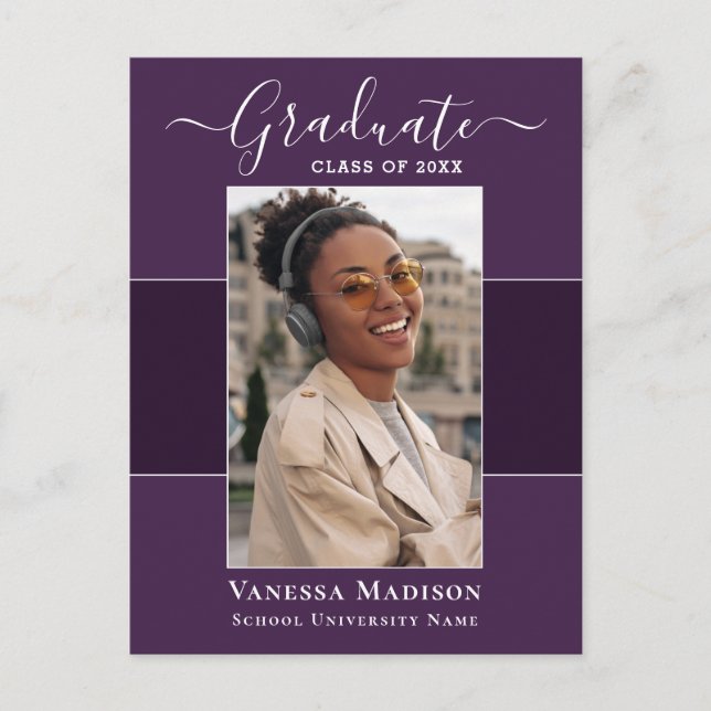 Carte Postale Moderne | Elegant 1 Faire-part de graduation photo (Devant)