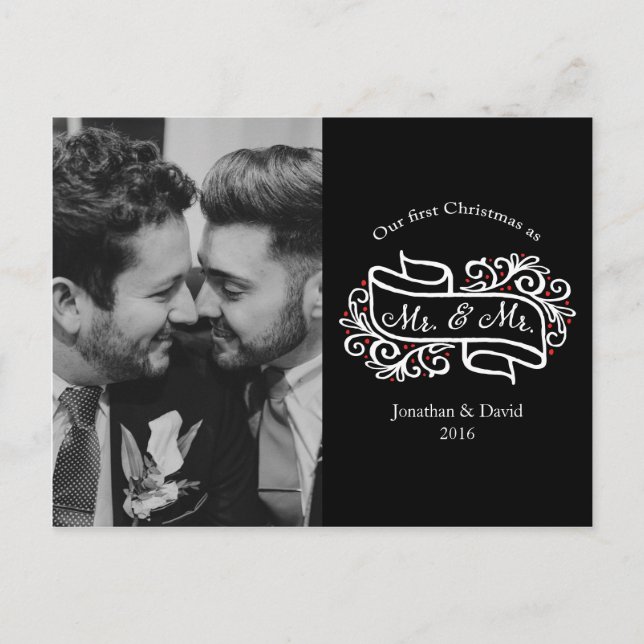 Carte Postale Moderne Elegant Gay Newlysée Photo de Noël (Devant)
