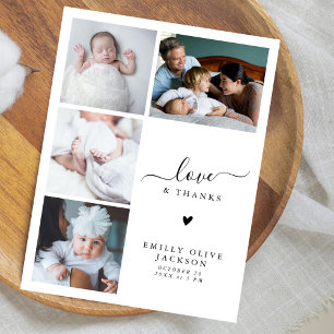 Carte Postale Moderne Elegant Quatre Photo Nouveau Merci bébé