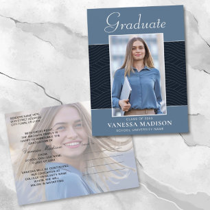 Carte Postale Moderne   Élégant Script Dusty Blue 2 Photo Grad