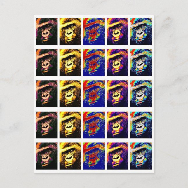 Carte postale moderne élégante chic Gorillas Pop A (Devant)