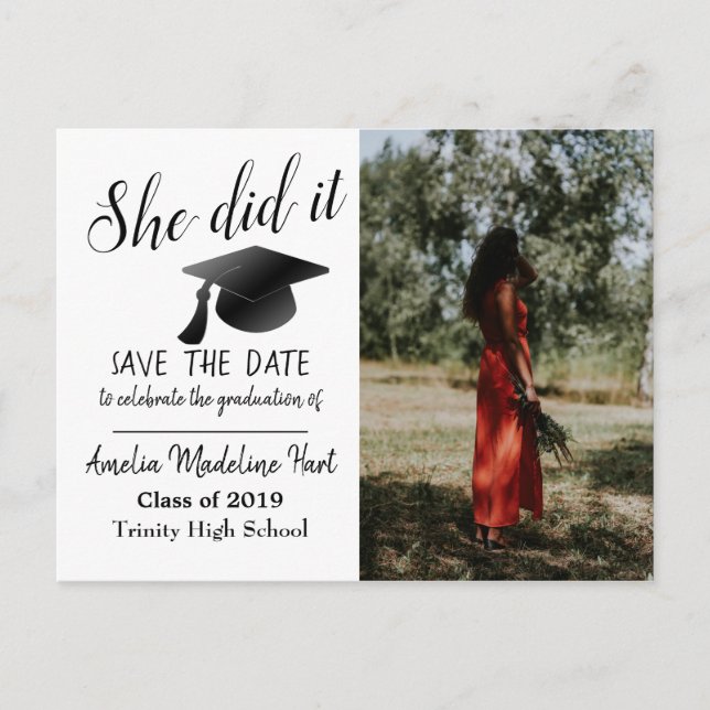 Carte Postale Moderne | Elle L'A Fait Sauver La Date Graduate Ph (Devant)