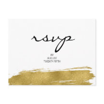 Carte postale moderne Faux Gold Brushstroke Weddin