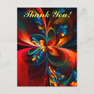 Carte Postale Moderne Floral Abstrait Art Orange Bleu Motif #14