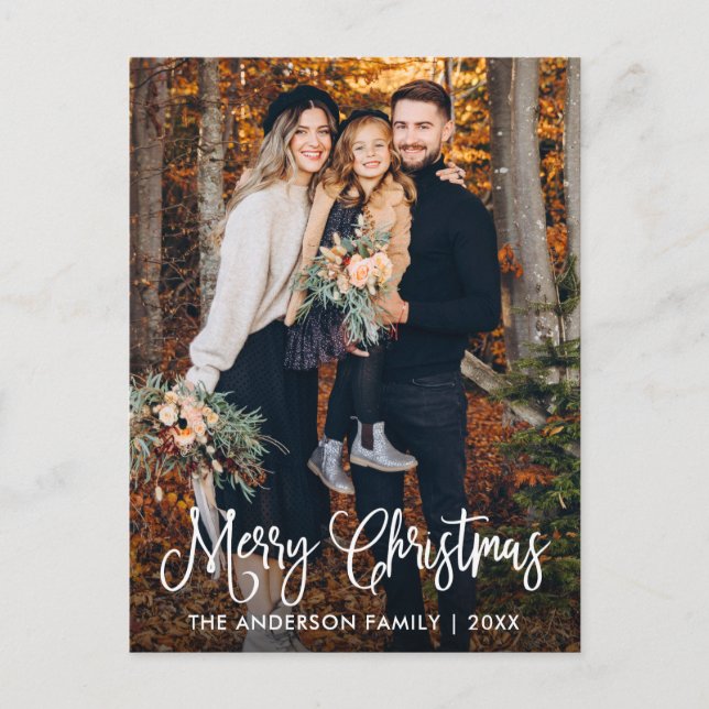 Carte Postale Moderne Fun Calligraphie de famille Photo Noël (Devant)