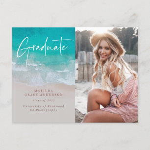 Carte Postale Moderne graduation photo plage de l'océan script m