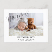 Moderne Hello World Calligraphie Faire-part de nai