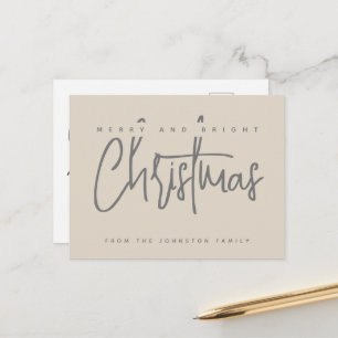 Carte Postale Moderne Joyeux et Lumineux Noël écriture simple