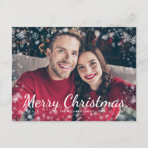Carte Postale Moderne Joyeux Noël Photo de Famille sous la Neige