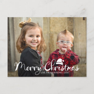 Carte postale moderne Joyeux Noël Santa Hat Photo