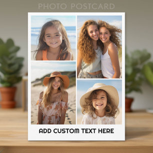 Carte Postale Moderne Minimaliste Blanc 4 Collage Photo - Texte