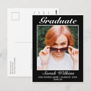 Carte Postale Moderne minimaliste Faire-part de graduation noire