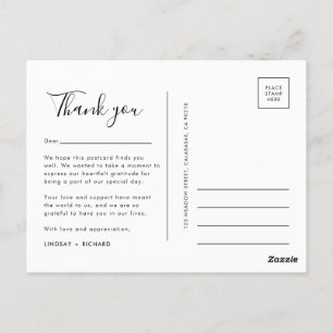 Carte Postale Moderne minimaliste nettoyer Mariage de typographi