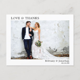 Carte Postale Moderne minimaliste simple amour et merci Mariage